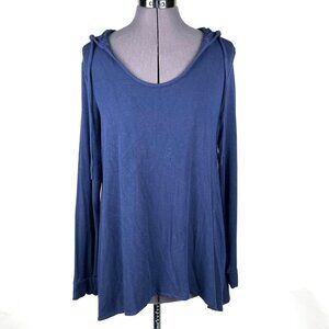 Green Tea Hooded Top Long-Sleeve Tunic Scoop-Neck Sz. M